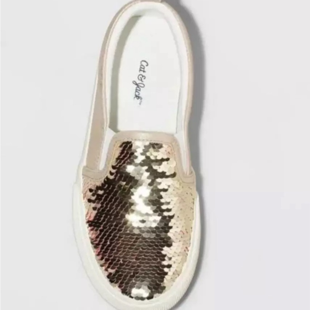 Cat & Jack - Girls' Aliki Flip Sequin Slip-On Apparel Sneakers - Pink & Gold